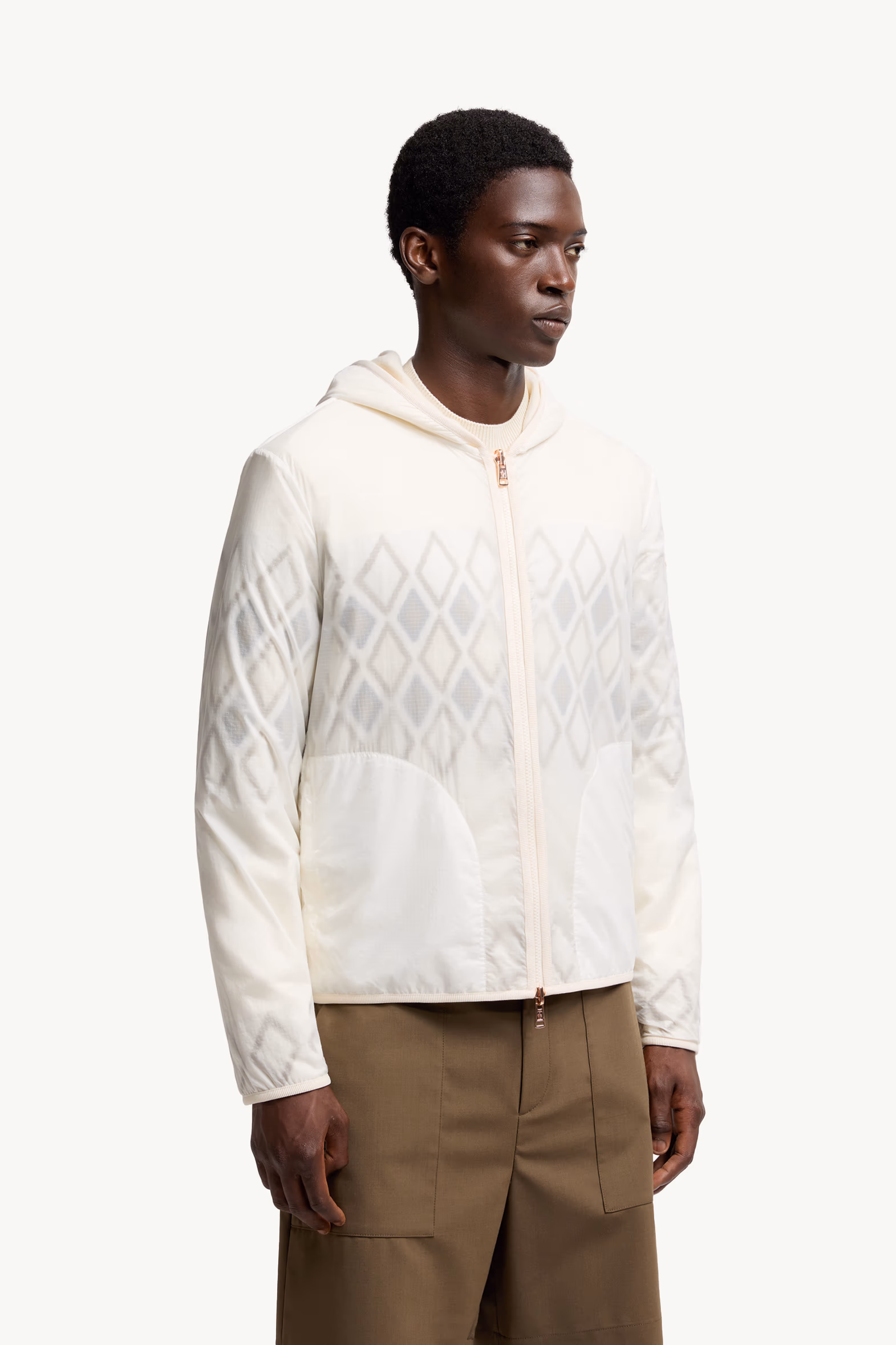 Reversible Wool Zip-Up Hoodie Men White & Green Moncler 3